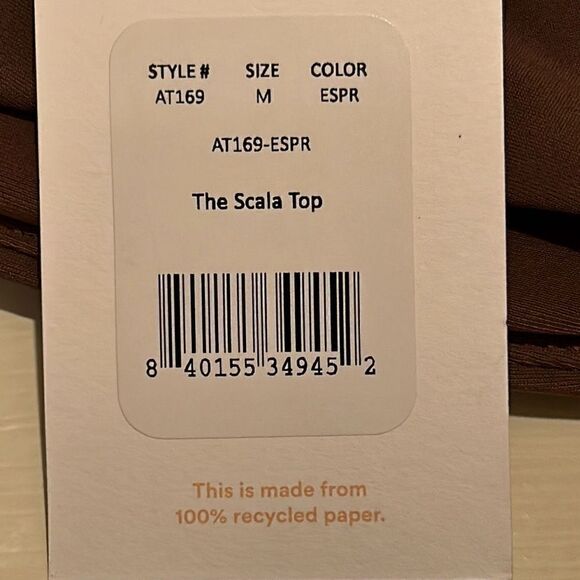 Andie The Scala Womens Medium Bikini Top Brown Strapless Plunge Front NWT - Picture 4 of 6